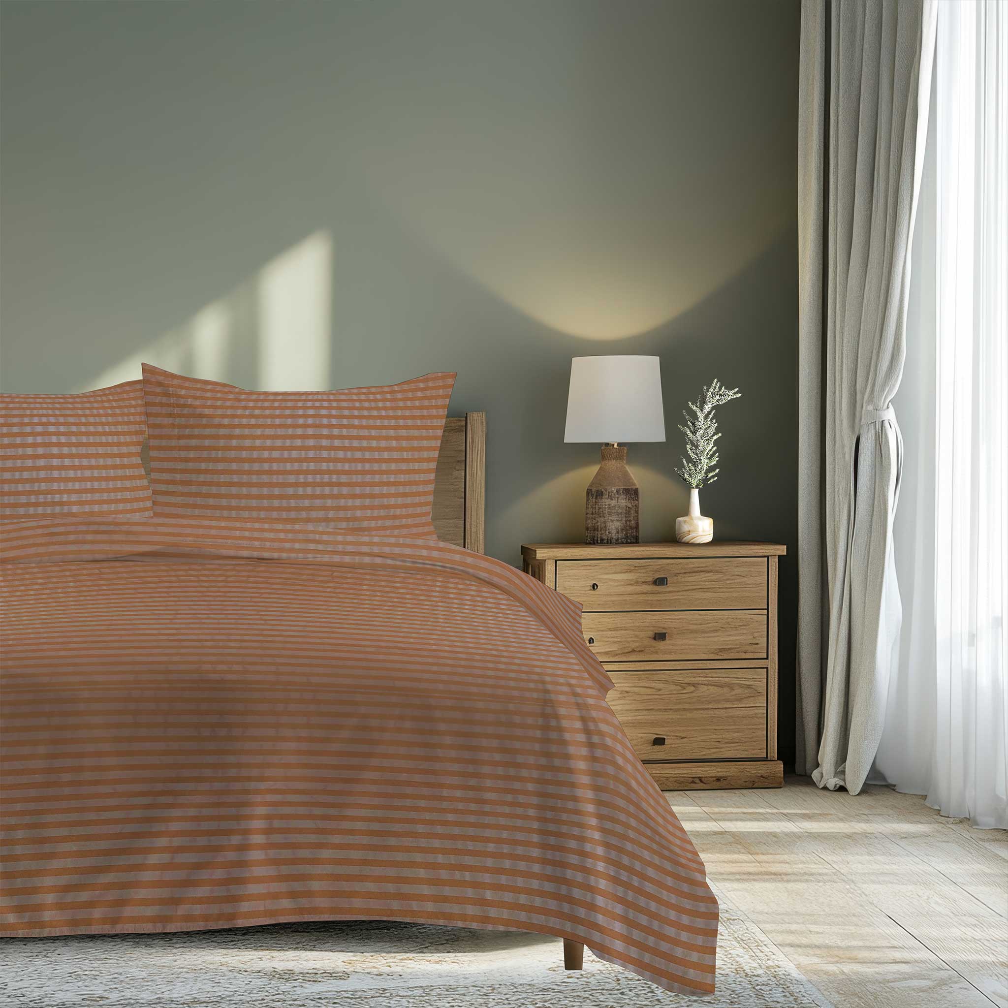 Amber Copper Stripe - Duvet Set