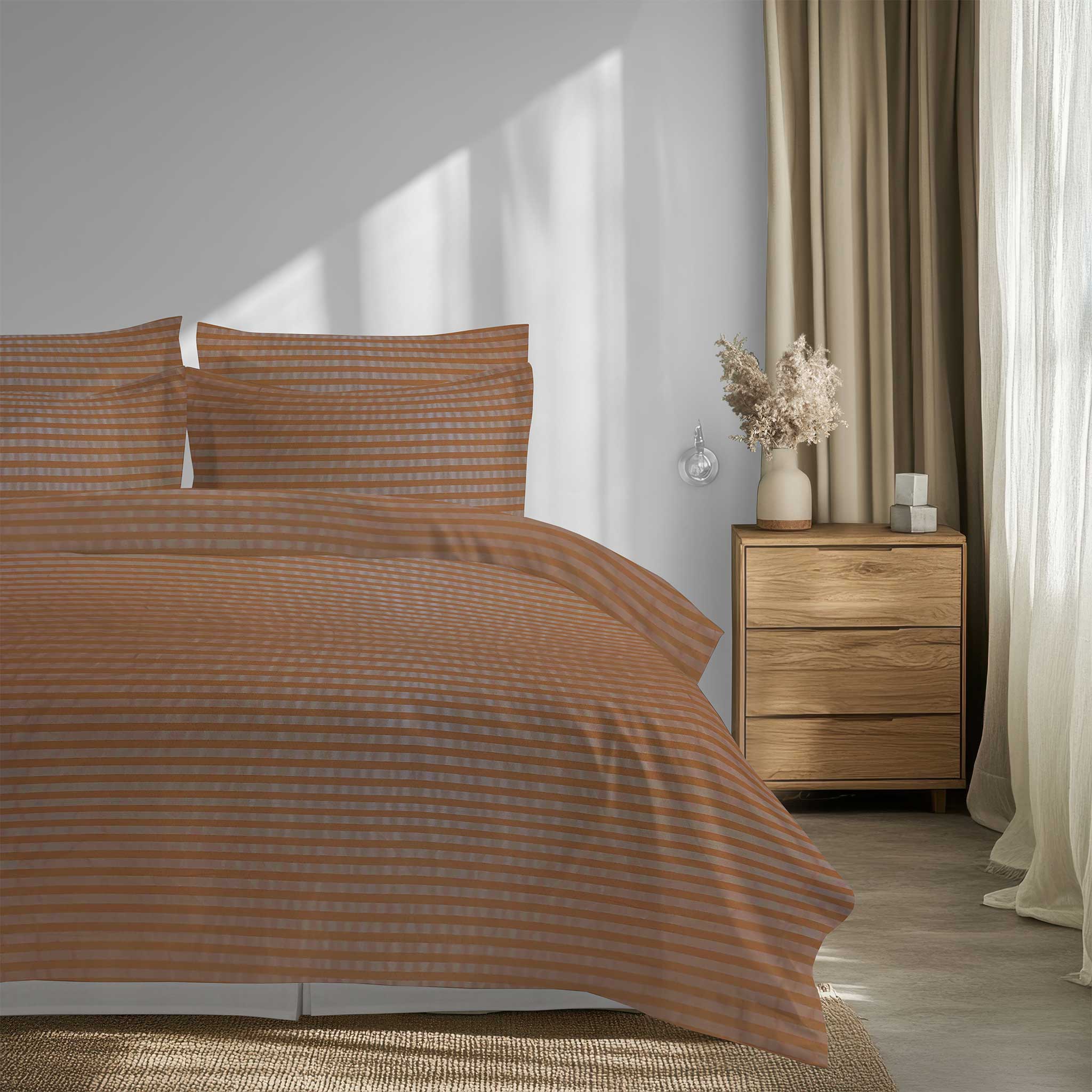 Amber Copper Stripe - Duvet Set